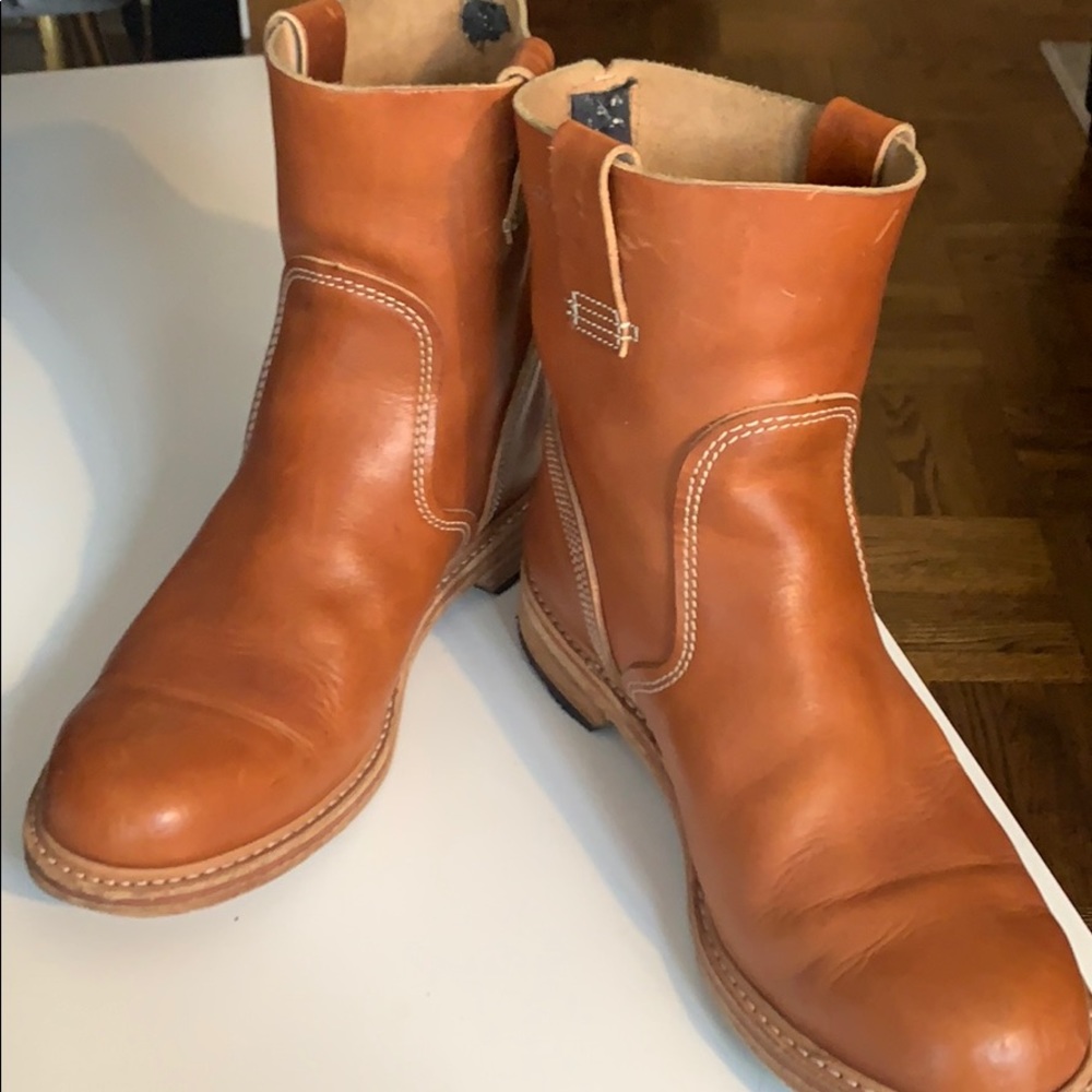 Timberland light brown leather boots.